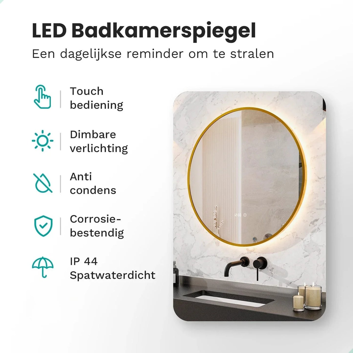 Badkamerspiegel - 80 cm - Goud Frame