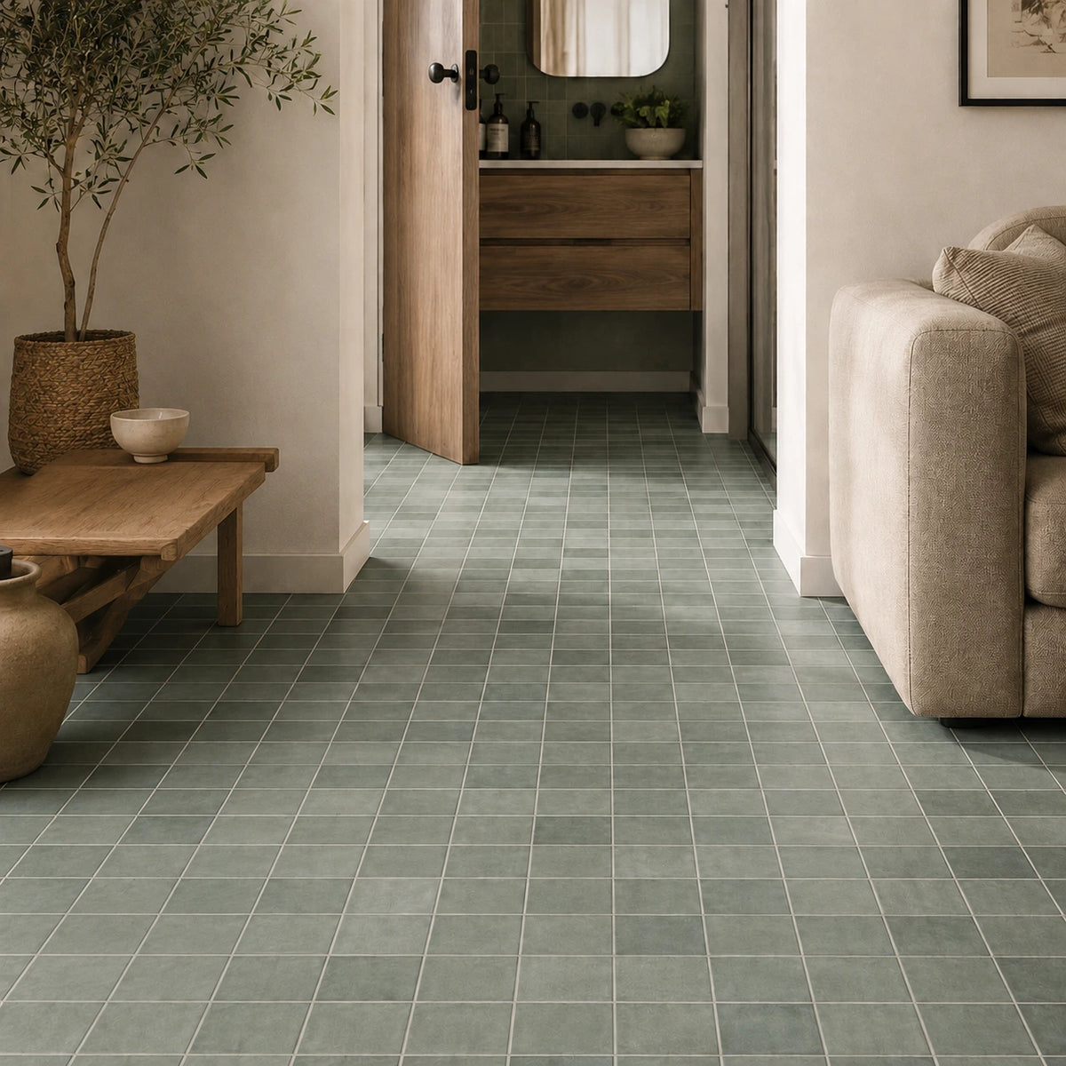 Keramische vloertegels 10x10 in een modern interieur