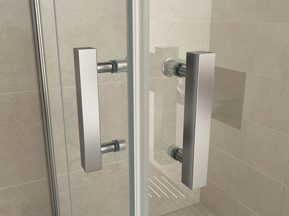 Wiesbaden Double Douchecabine 90x90 cm Chroom Dubbele Draaideur Hoekinstap 8 mm helder glas met nano-coating - WDtegels