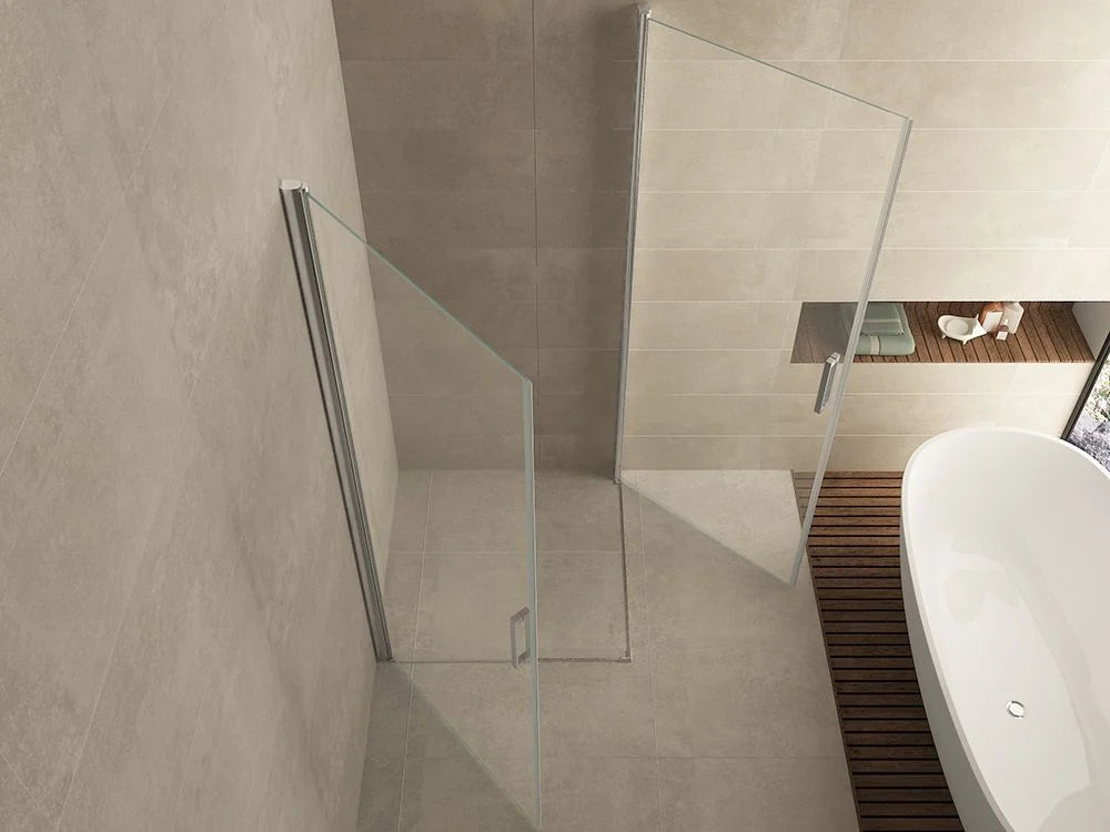Wiesbaden Salone Douchecabine 90x90x200cm Chroom Vierkant Dubbele Draaideur 8 mm helder glas met nano-coating - WDtegels