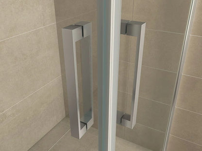 Wiesbaden Salone Douchecabine 90x90x200cm Chroom Vierkant Dubbele Draaideur 8 mm helder glas met nano-coating - WDtegels