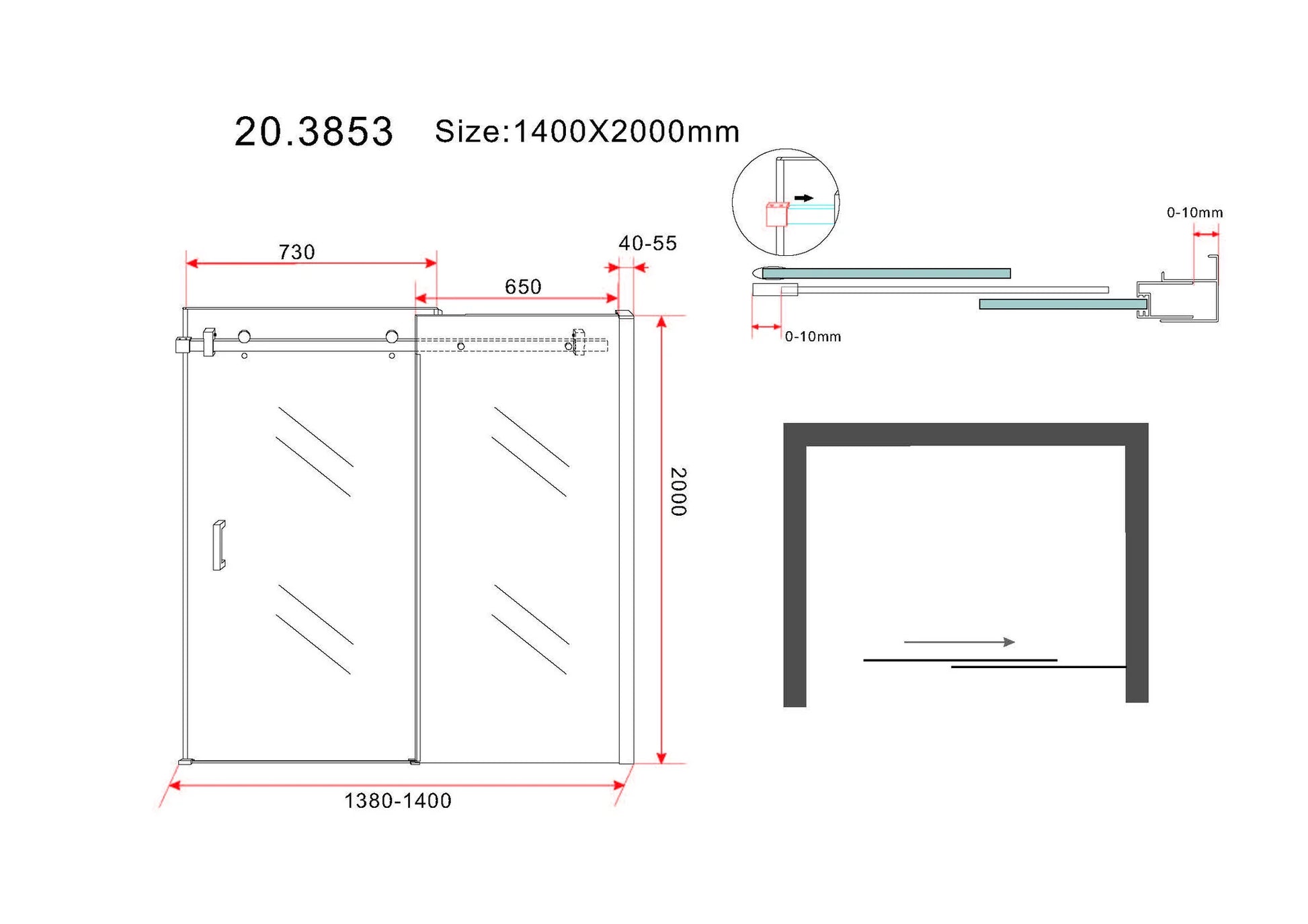 Wiesbaden Slide Douchedeur 140cm Chroom Schuifdeur 8mm Helder Glas nano-coating - WDtegels