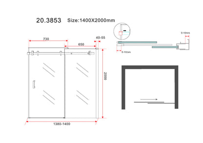 Wiesbaden Slide Douchedeur 140cm Chroom Schuifdeur 8mm Helder Glas nano-coating - WDtegels