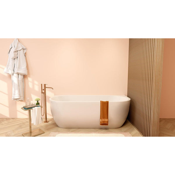 Wiesbaden Zenn semi-detached bathtub | 180x80cm | Matte white acrylic with glossy white drain