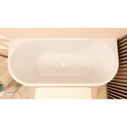 Wiesbaden Zenn half vrijstaand ligbad 180 x 80 cm acryl mat wit met waste glans wit