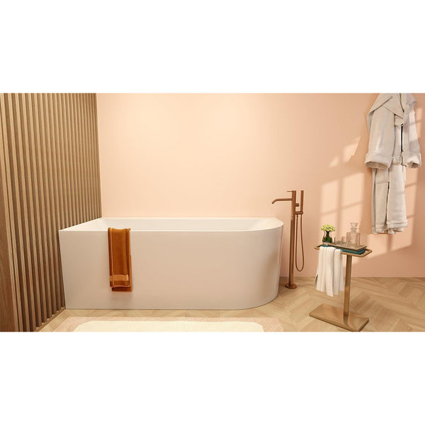 Wiesbaden Zenn Corner Bath Left | 170x75cm | Acrylic gloss white with waste gloss white