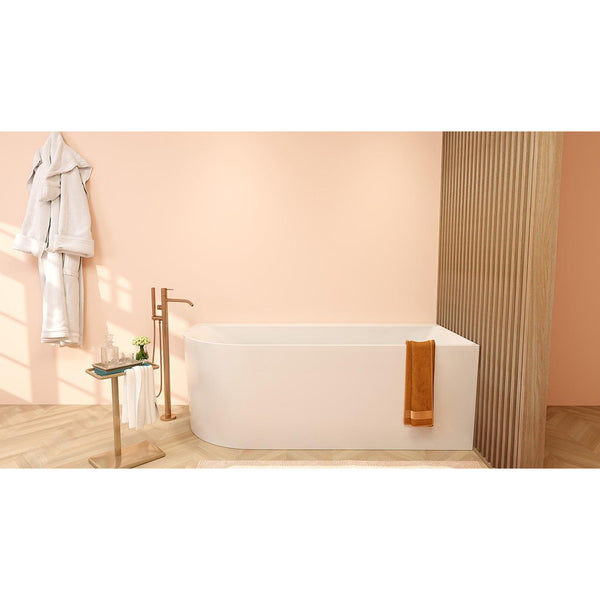 Wiesbaden Zenn Corner Bath Right | 170x75cm | Gloss White Acrylic with Gloss White Waste